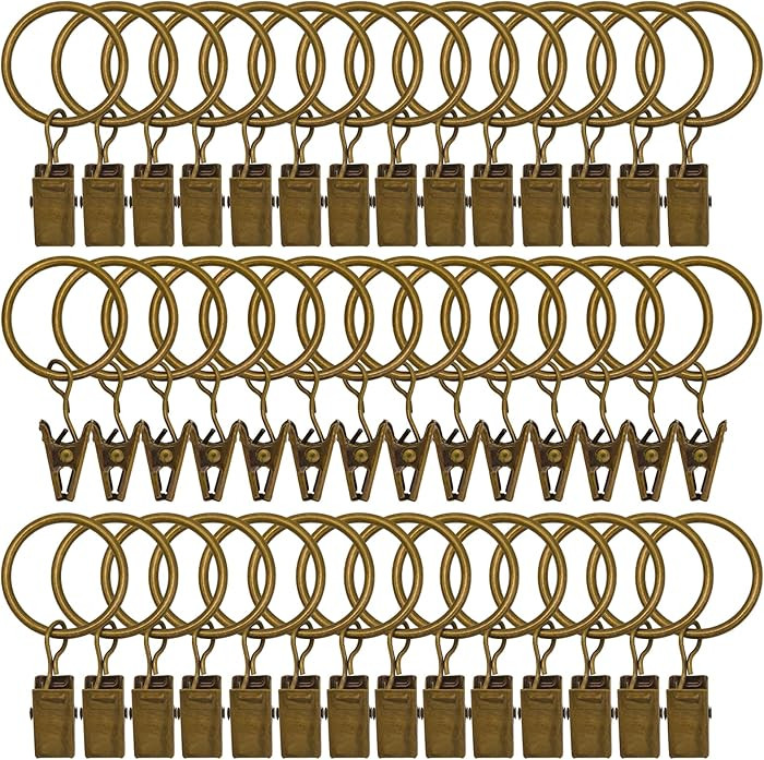 42 Pack Curtain Rings with Clips 1.26" Interior Diameter,Metal Drapery Ring with Clips Compatible... | Amazon (US)