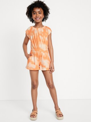 Short-Sleeve Cinched-Waist Romper for Girls | Old Navy (US)