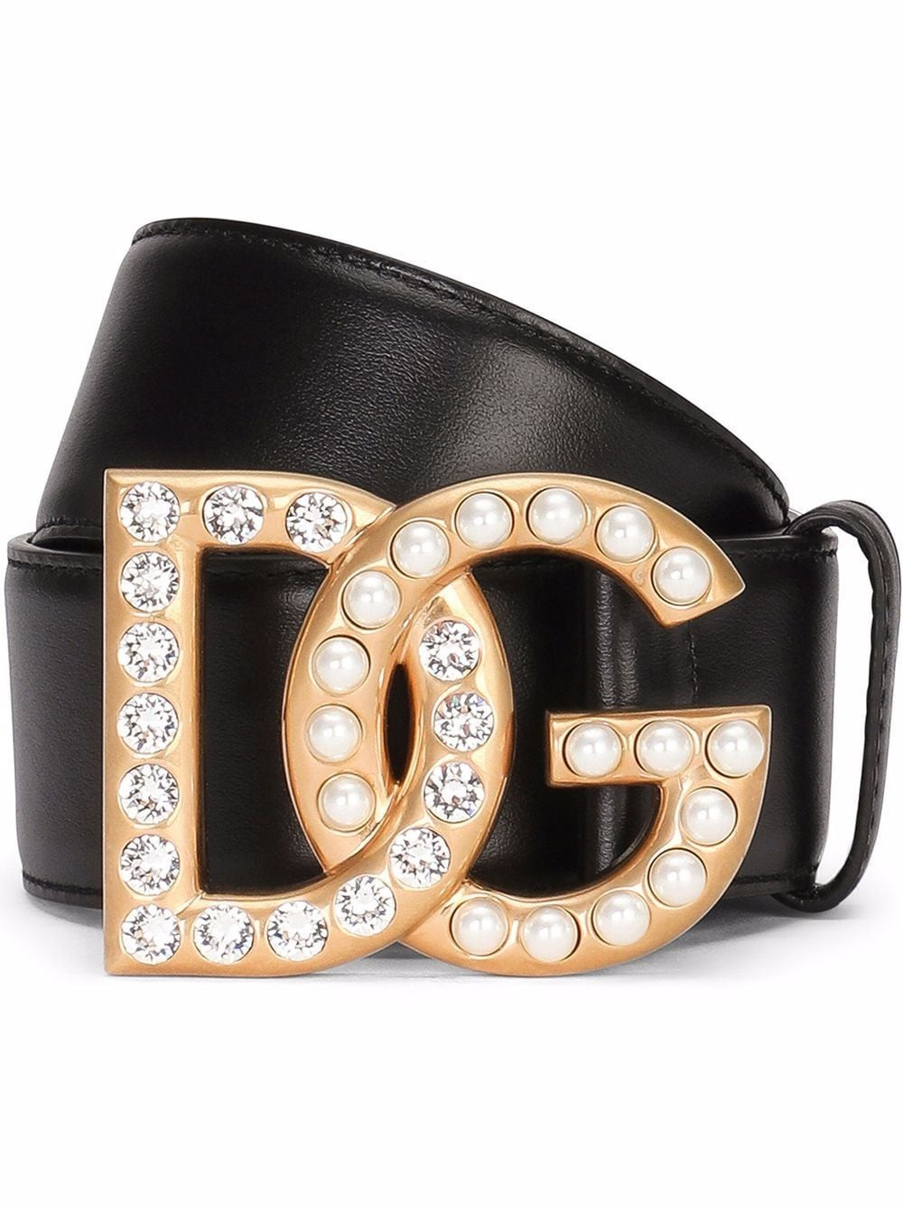 Dolce & Gabbana DG-logo rhinestone-embellished belt - Black | Farfetch Global