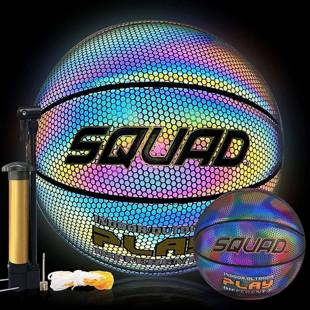 SQUAD NightPlay Reflective Basketball Size 5, Size 7 - Cool Holographic Glow Basketball for Night... | Amazon (US)