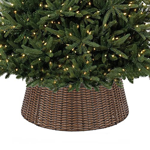 Christmas Tree Collar, 23’’ D Handmade Artificial Rattan Wicker Christmas Stand Tree Collar Basket Base Cover for Holiday Decoration | Amazon (US)