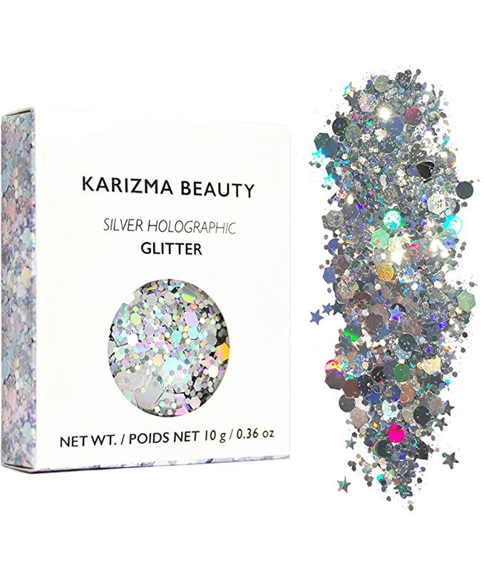 Silver Holographic Chunky Glitter ✮ KARIZMA Beauty ✮ 10g Festival Glitter Cosmetic Face Body ... | Amazon (US)