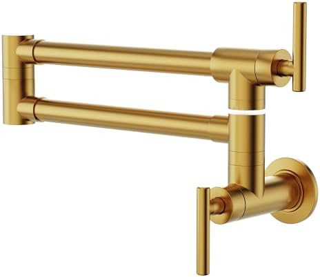 GIMILI Pot Filler Gold Commercial Wall Mount Faucet Folding Double Joint Swing Arm Pot Filler Rot... | Amazon (US)