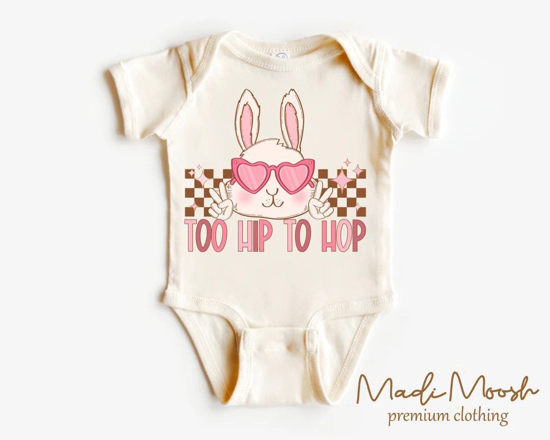 Too Hip to Hop Baby Onesies® Easter Bunny Bodysuit Natural Onesies® - Etsy | Etsy (US)