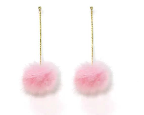 Baby Pink Pom Pom Earrings. SO Soft. Faux Fur Pom Pom Earrings. Post Earrings. Gold or Silver. Light | Etsy (US)