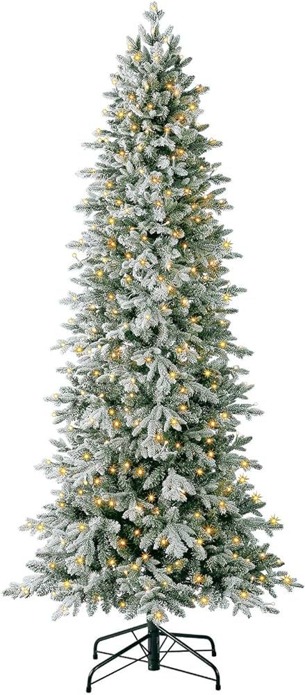 Evergreen Classics 7 ft Pre-Lit Snowy Redwood Pine Artificial Christmas Tree, Remote-Controlled D... | Amazon (US)