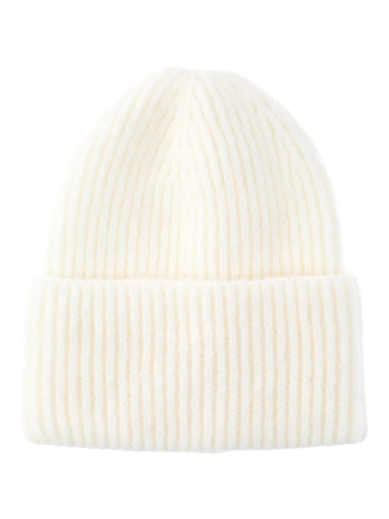 No Boundaries Women's Ribbed Fisherman Winter Beanie, Winter White | Walmart (US)