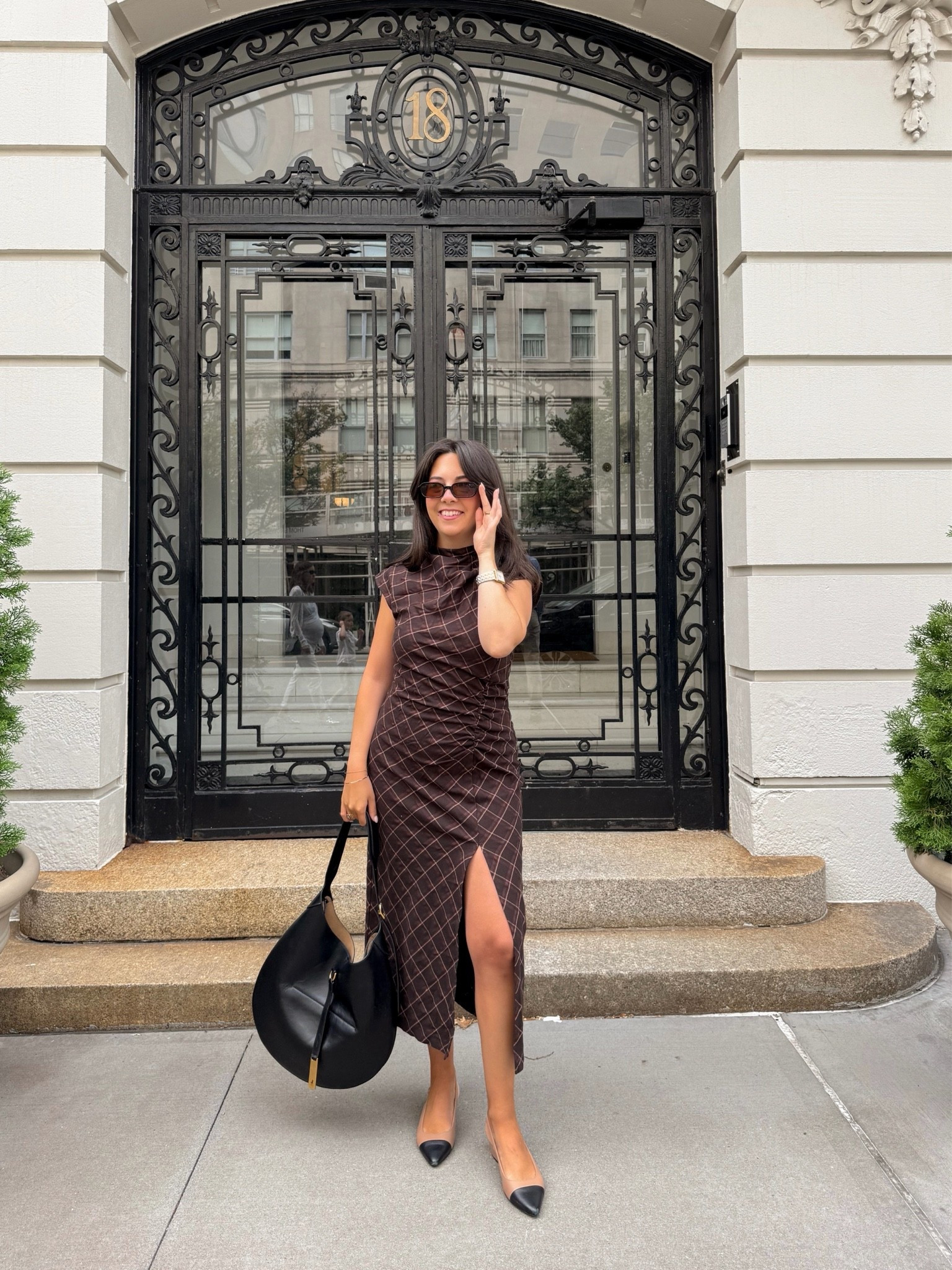 Fall dressing, courtesy of a revolving closet 🤎 This chocolate brown plaid midi dress and oversized black bag are both Rent the Runway finds—and exactly the kind of pieces that make getting dressed for transitional weather so much more fun. Styled with two-tone slingbacks and simple accessories for an easy NYC fall look.

#LTKootd #LTKSeasonal