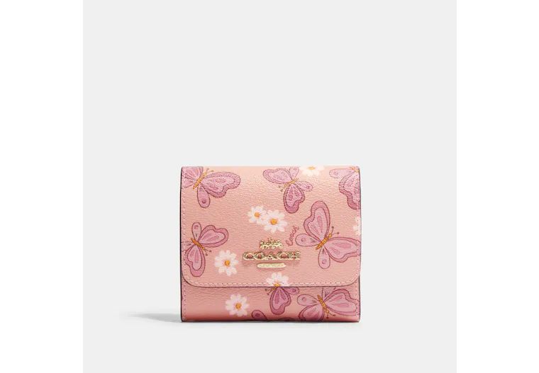 Small Trifold Wallet With Lovely Butterfly Print | Coach Outlet