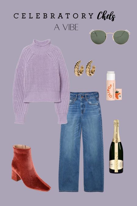 Lavender knit sweater
Round ray-bans
Sunglasses 
Lip balm
Chandon champagne
Bubbly
Earrings
Hoop earrings 
Velvet boots
Jeans 
Denim 
Fall outfit
Sweater weather
Accessories 
Cozy fashion 
Clean girl aesthetic 

#LTKbeauty #LTKstyletip #LTKSeasonal