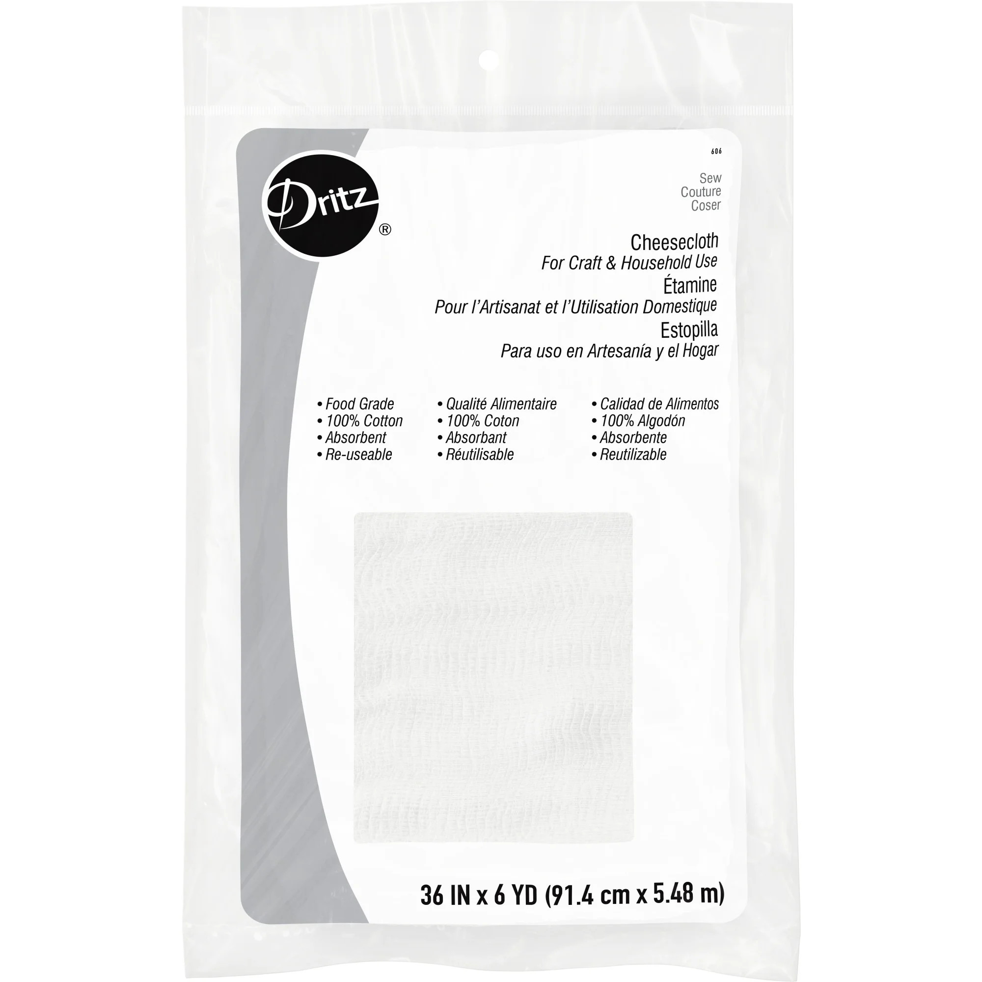 Dritz 606 Cheesecloth Packaged, 36 in. x 6 Yards - Walmart.com | Walmart (US)
