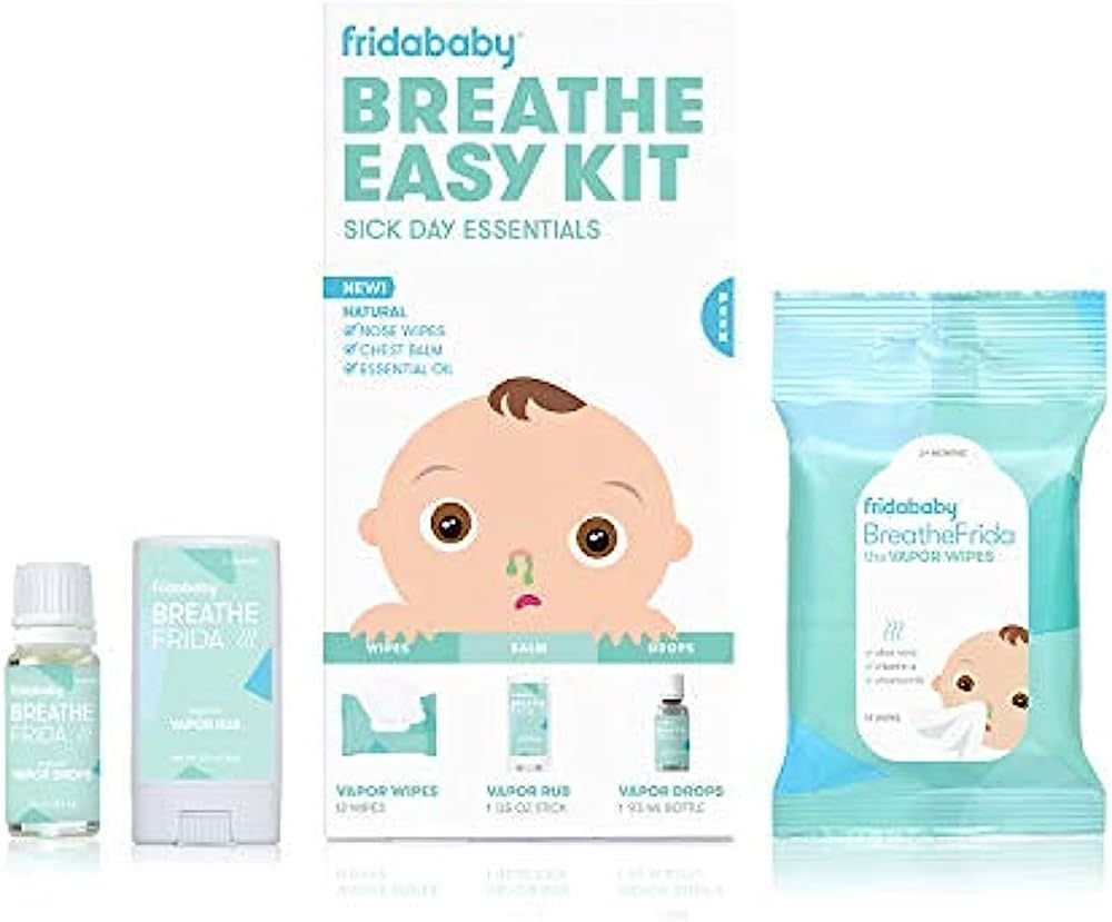 Frida Baby Breathe Easy Kit Sick Day Baby Essentials - Natural Vapor Wipes, Organic Vapor Rub + O... | Amazon (US)