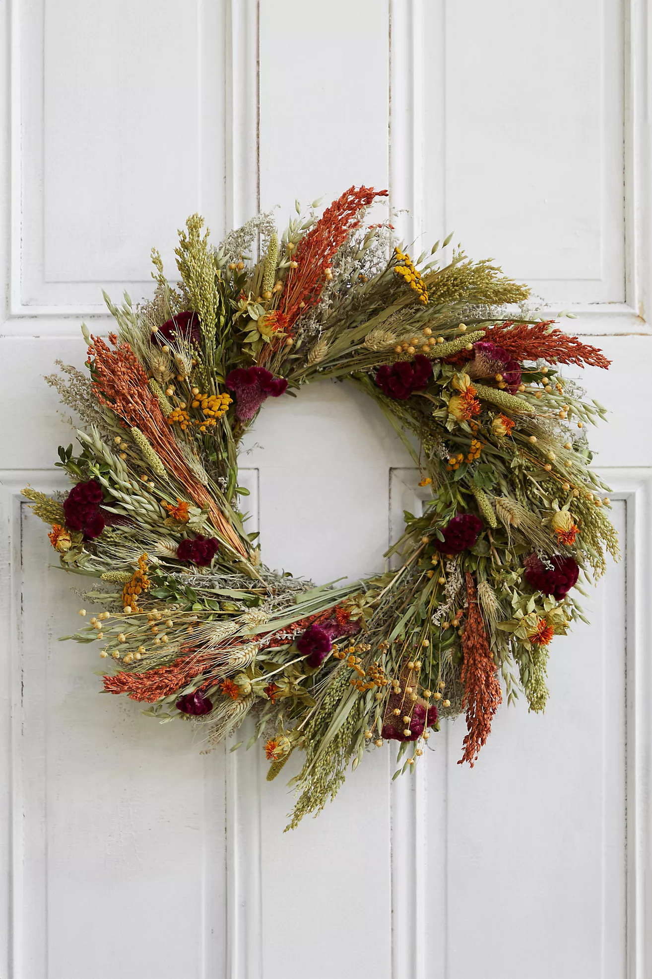 Flax and Safflower Bouquet Wreath | Anthropologie (US)
