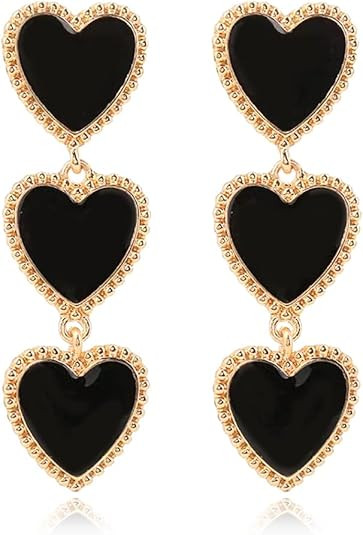 Chic Enamel Long Love Heart Letter Earrings Unique Personalized Red Hollow Heart Drop Dangle Earr... | Amazon (US)