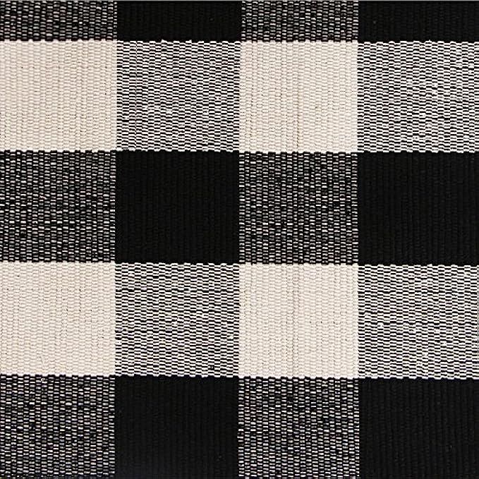 USTIDE 2'x3' Black and White Plaid Rugs Washable Handmade Rug for Kitchen/Bathroom/ Entry Way/Laundr | Amazon (US)