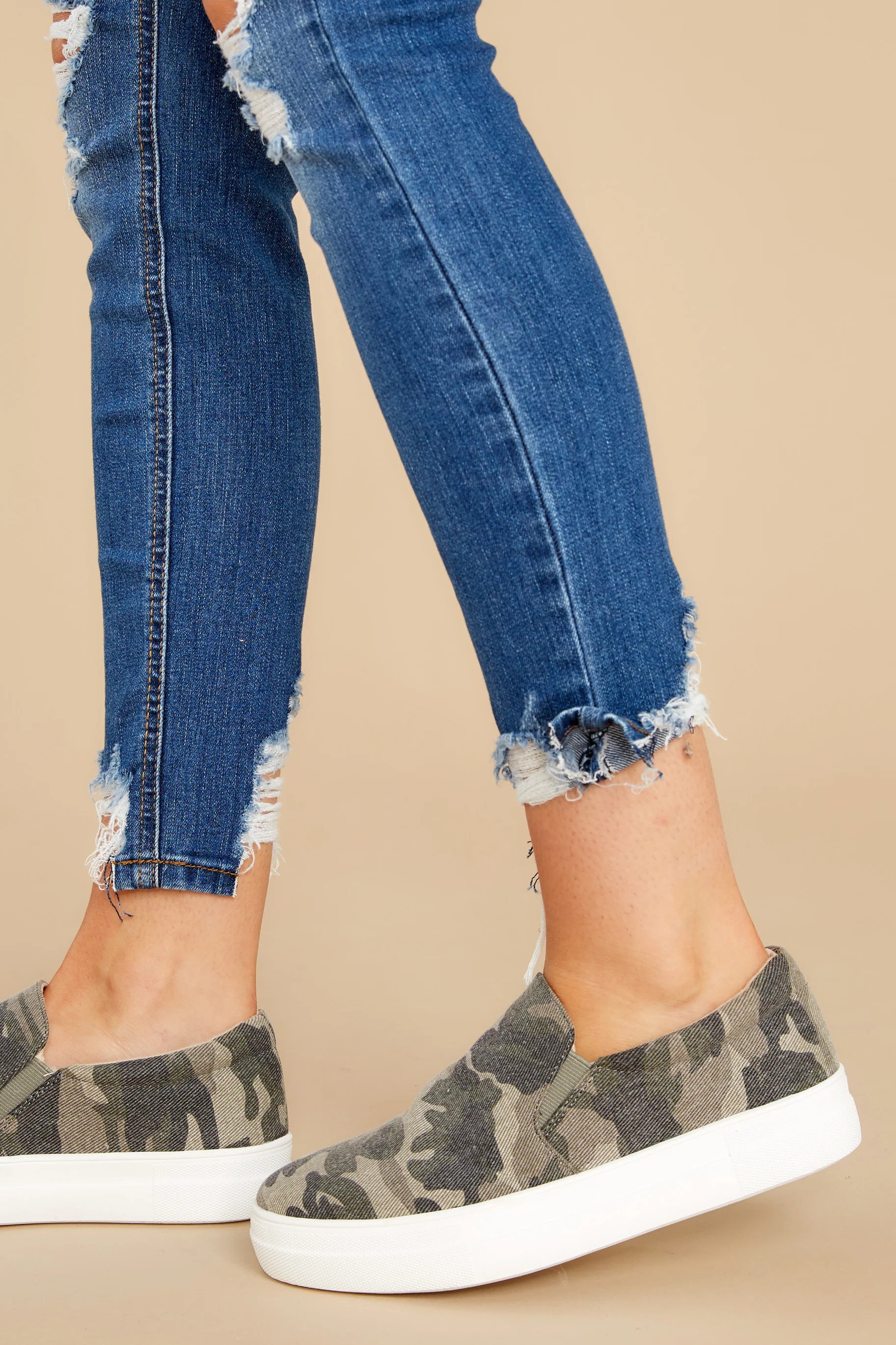 Go The Distance Camo Slip On Sneakers | Red Dress 