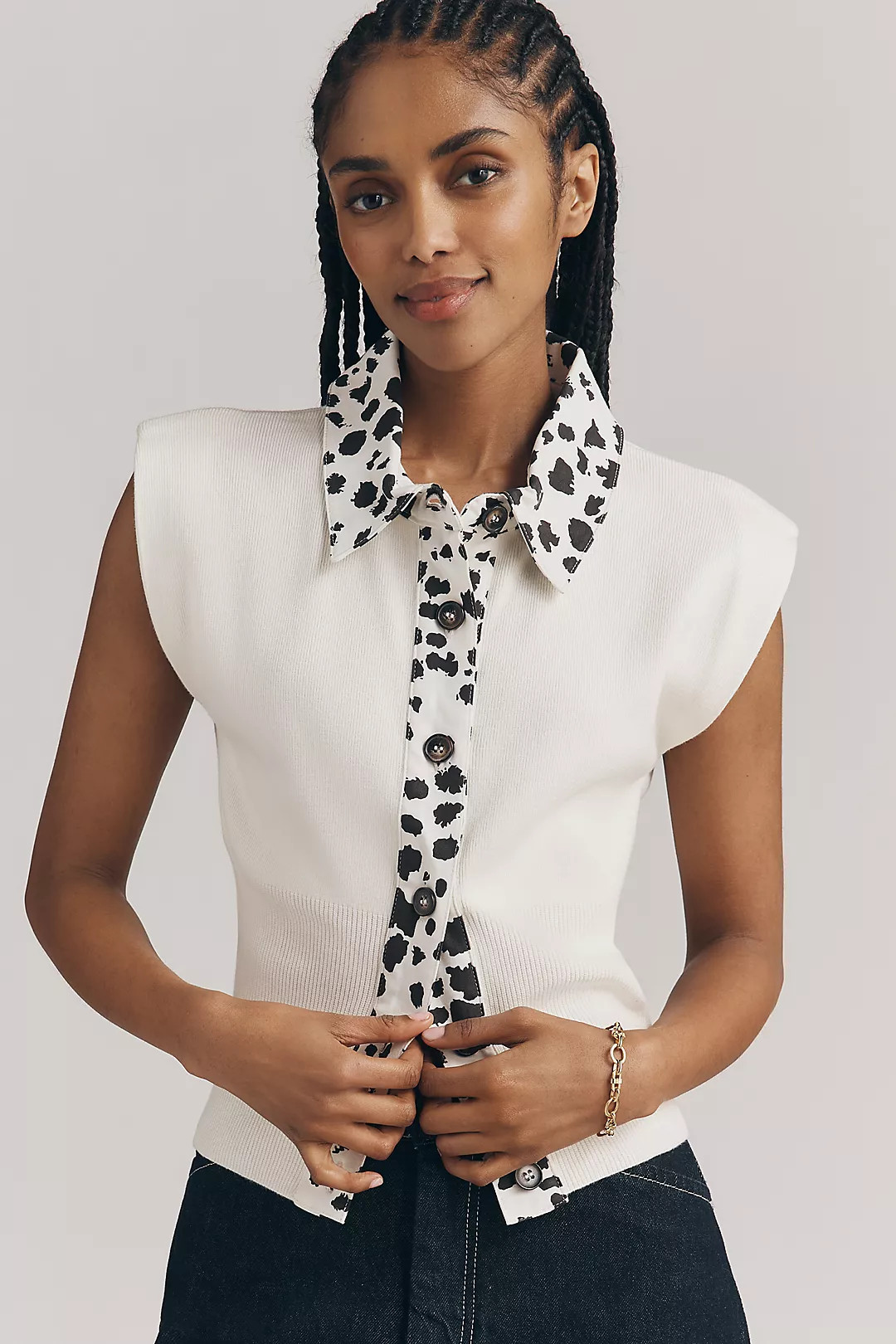Maeve Collared Denim Muscle Sweater Vest | Anthropologie (US)
