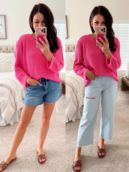 Amazon loose knit sweater in a medium—comes in a bunch of great colors! I have it over my fav Amazon bodysuits—also in a medium
Old navy cropped flares-these are a 2, one size down! I highly recommend sizing down in them!
Target shorts in my true size 4 

#LTKSeasonal #LTKfindsunder50 #LTKsalealert