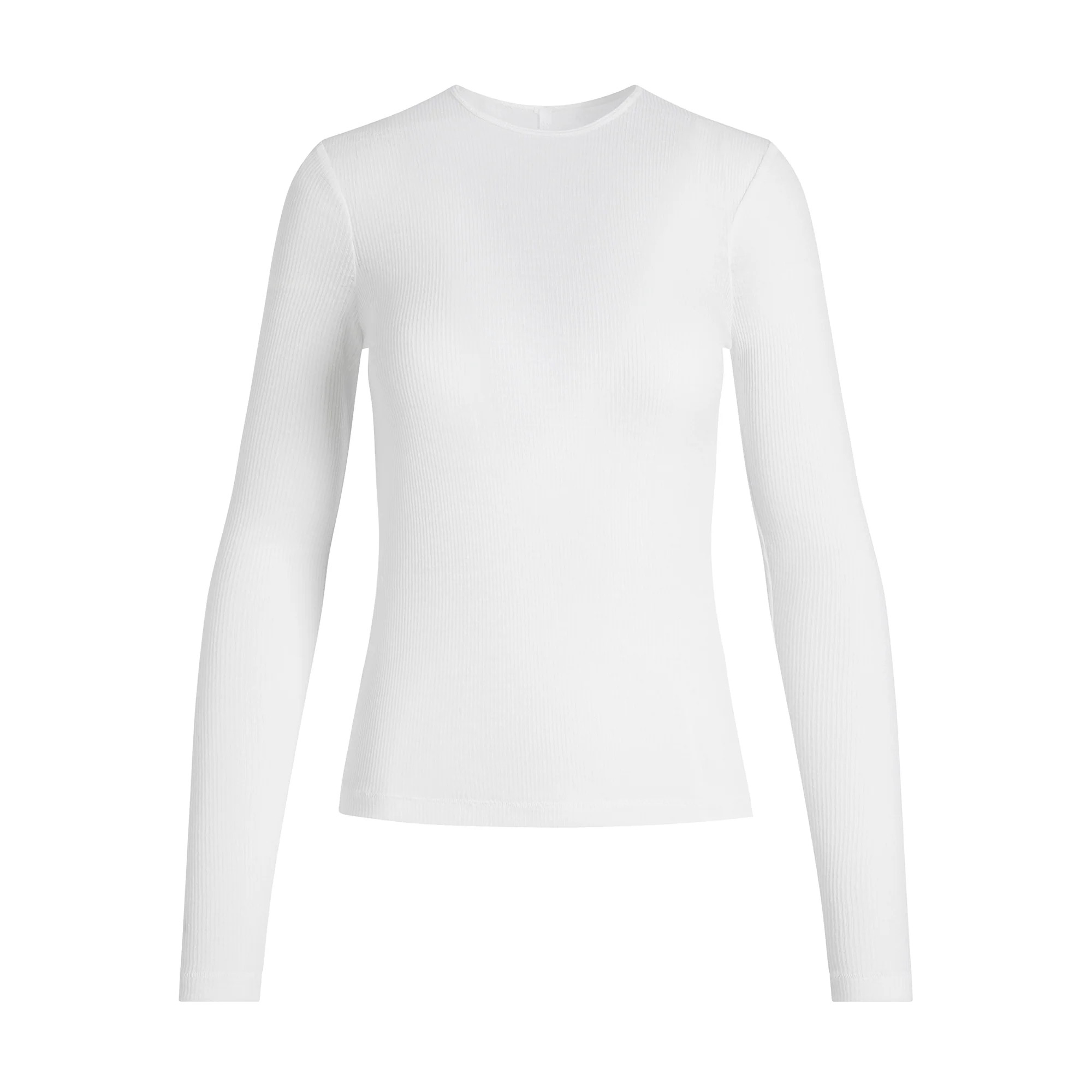 SKIMS Long Sleeve T-Shirt | White | Small | Sheer Rib | SKIMS (US)
