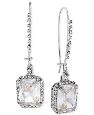 Silver-Tone Crystal and Pavé Square Drop Earrings | Macy's