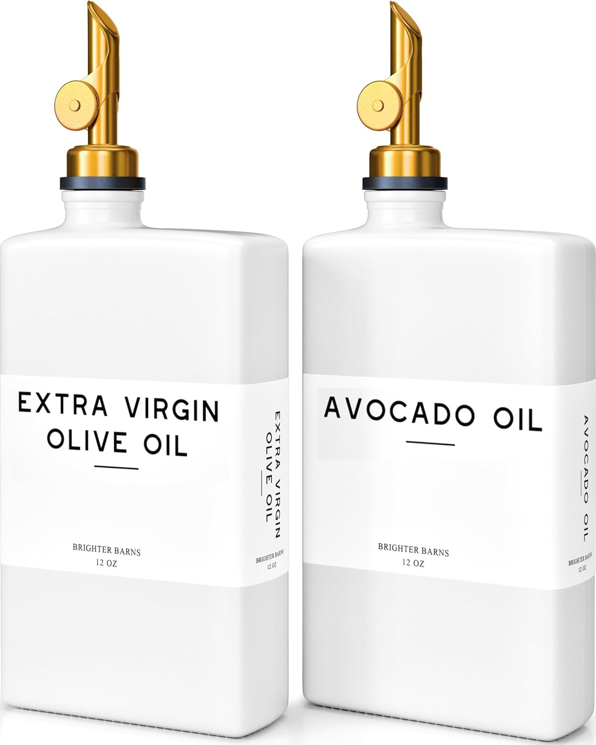 White Glass Olive Oil Dispenser Bottle for Kitchen by Brighter Barns - Avocado Oil Dispenser Set,... | Amazon (US)