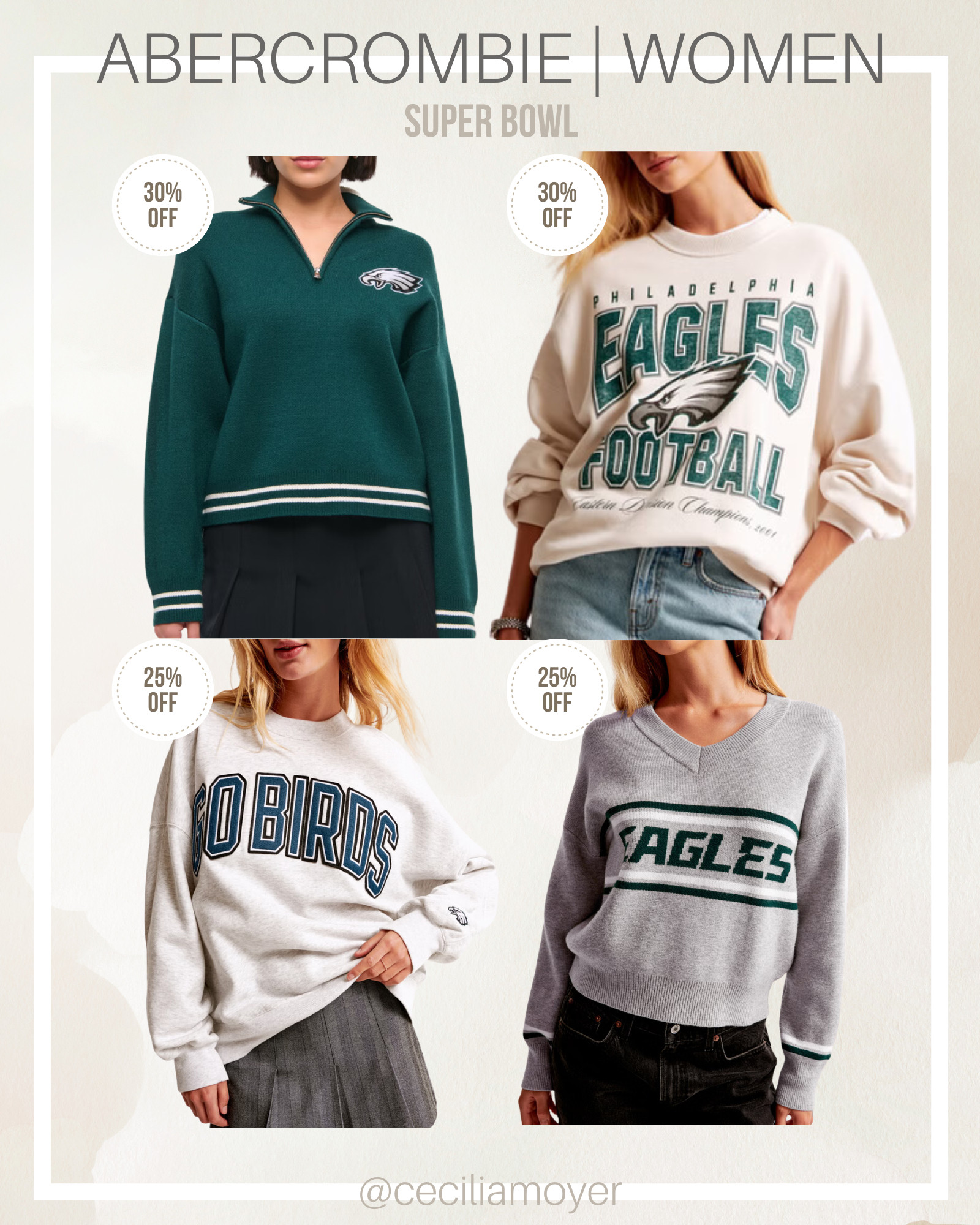 Abercrombie sale on NFL gear - Super Bowl Philadelphia Eagles - graphic sweatshirts  - game day

 

#LTKFindsUnder100 #LTKSaleAlert #LTKFindsUnder50