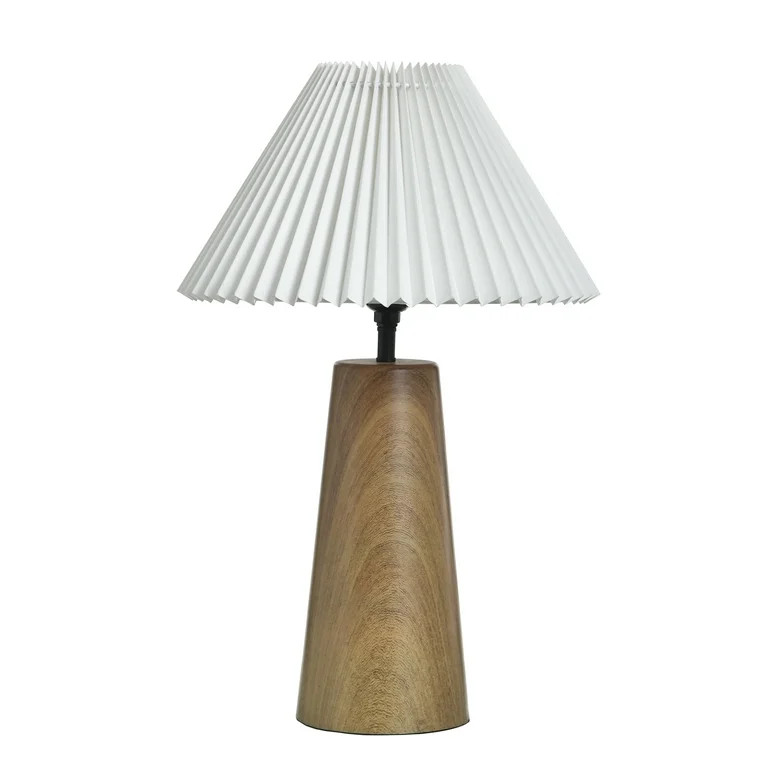 Better Homes & Gardens Wood Grain Finish Table Lamp with Pleated Shade | Walmart (US)