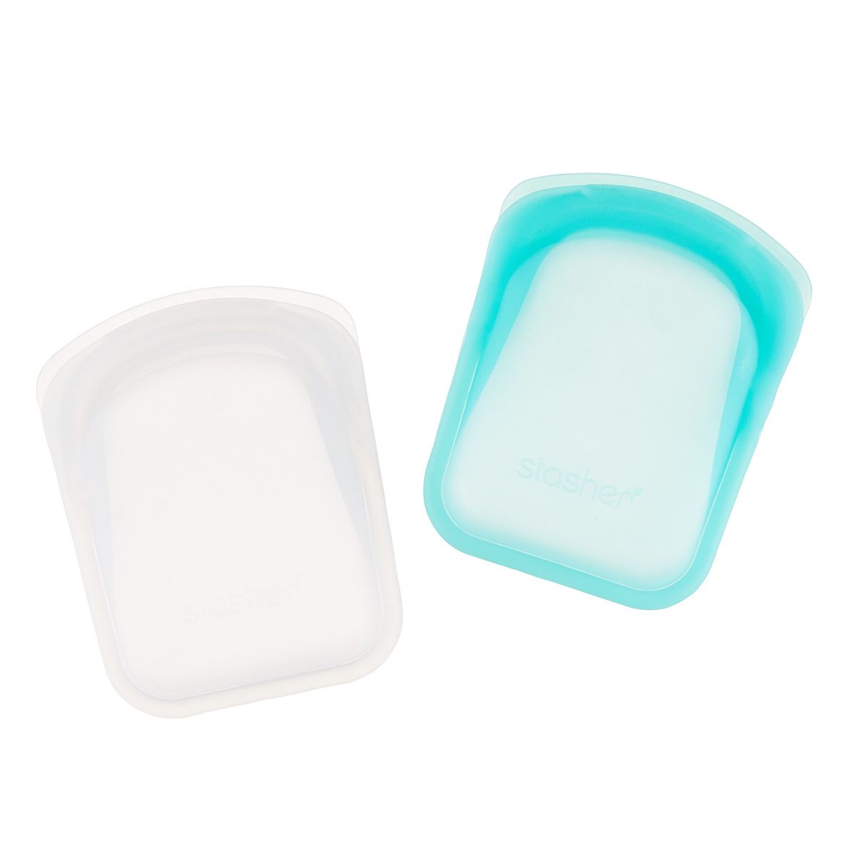 stasher Stasher Silicone Pocket-Size Clear/Aqua Pkg/2 | The Container Store
