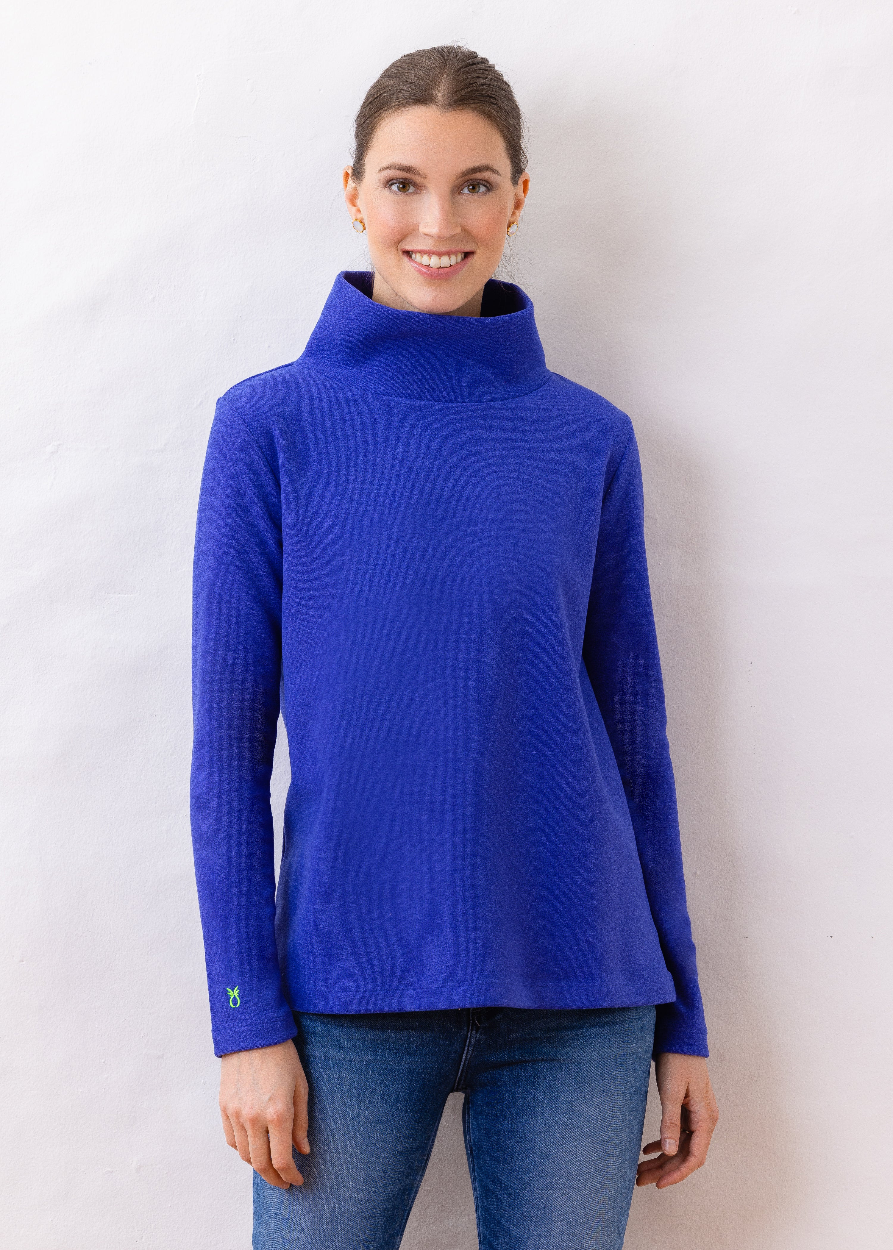Greenpoint Turtleneck in Terry Fleece (Cobalt) | Dudley Stephens