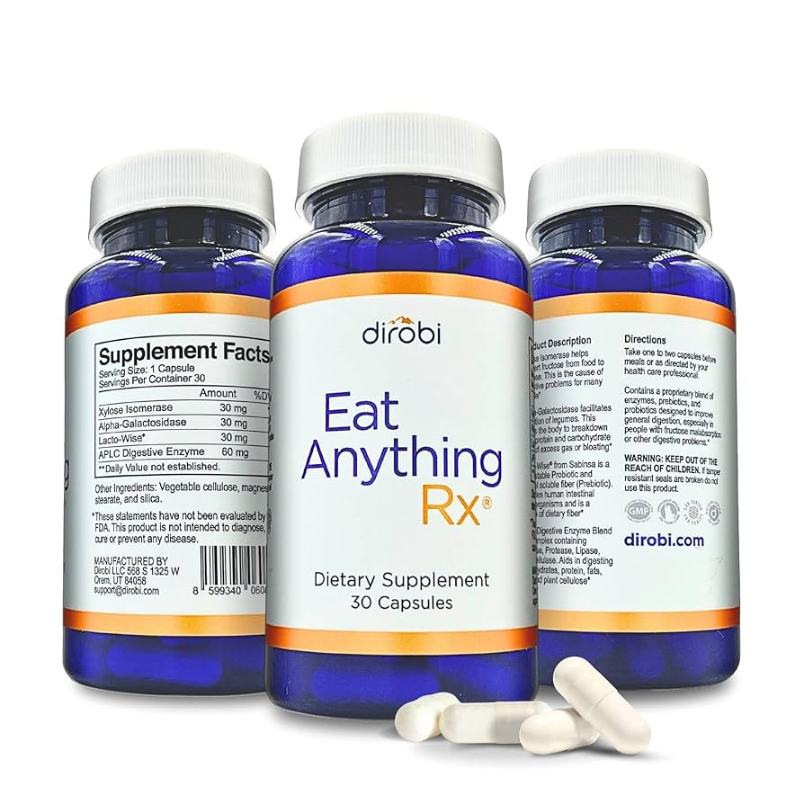 Dirobi Eat Anything Xylose Isomerase Fructose Malabsorption Enzymes, FODMAP Supplement, Digestive... | Amazon (US)