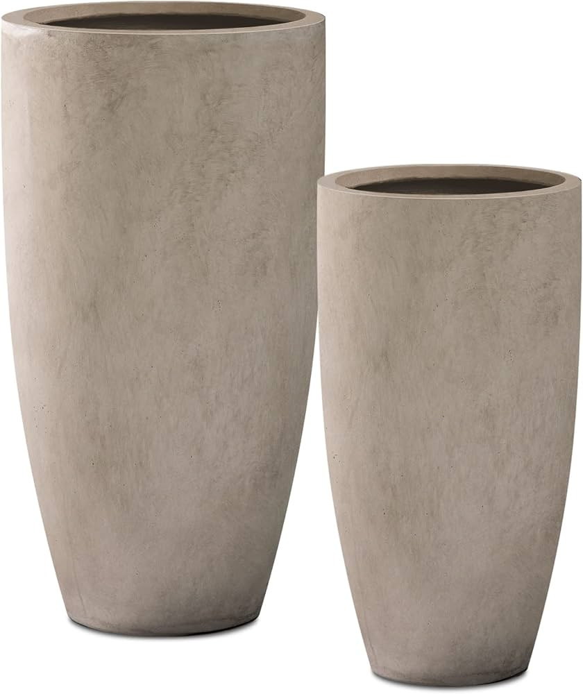 Kante 31.4" and 23.6" H Weathered Concrete Finish Concrete Tall Planters Large Outdoor Indoor Dec... | Amazon (US)