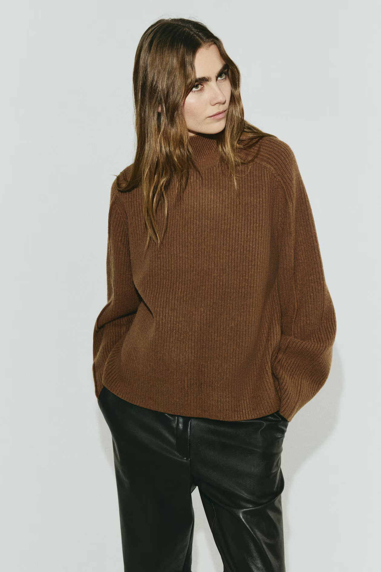 Rib-Knit Mock Turtleneck Sweater | H&M (US + CA)