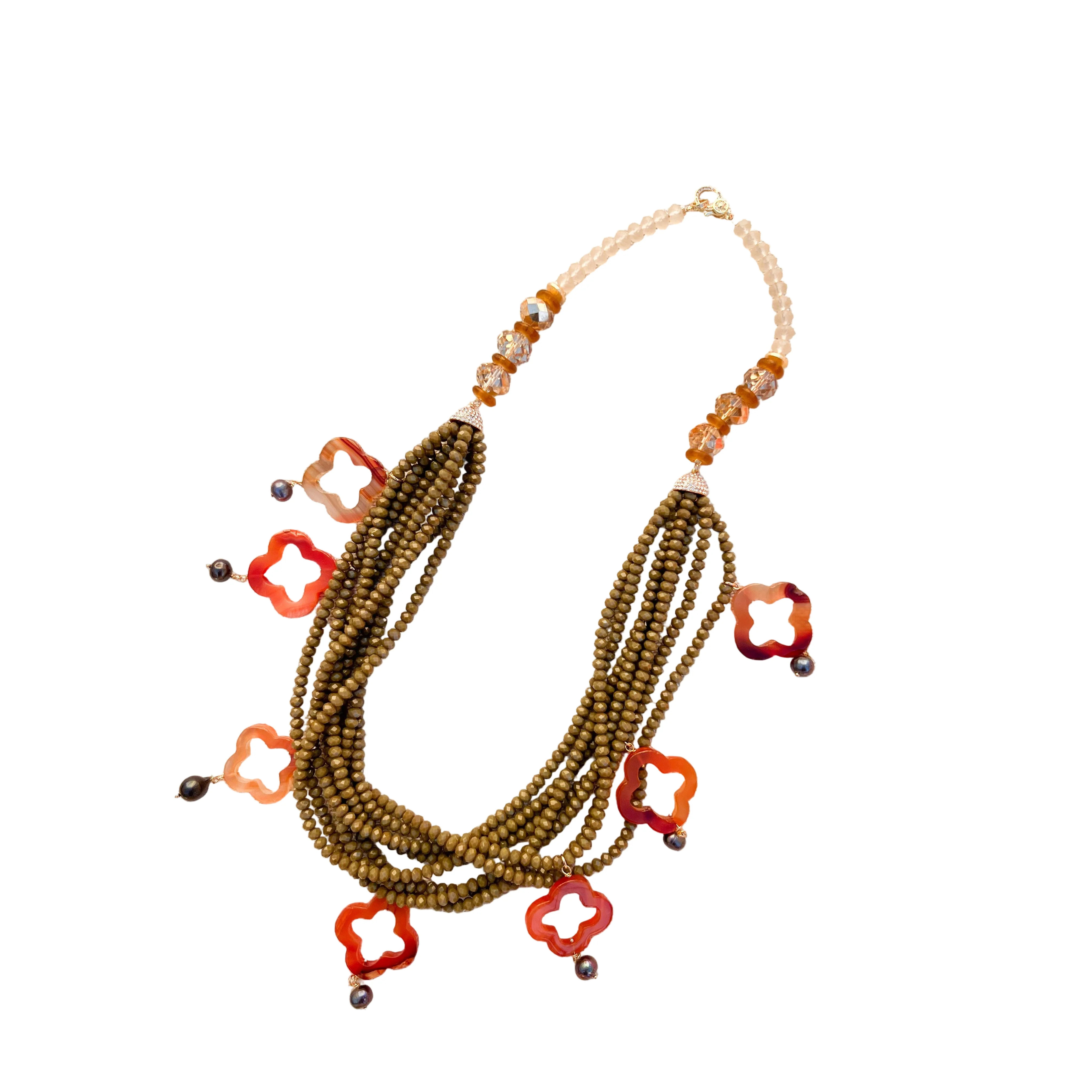 Red Carnelian + Crystal Beaded Statement Necklace | Taylor Reese