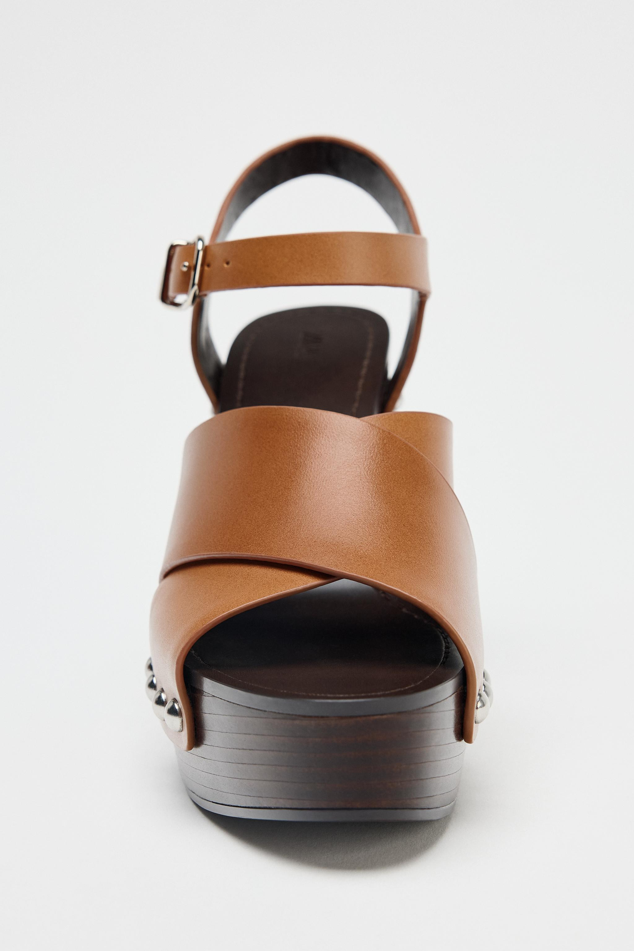 STUDDED LEATHER WEDGES | Zara US