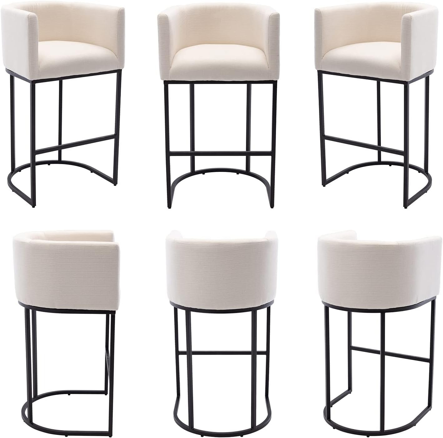 HNY Modern Counter Height Linen Fabric Upholstered Counter Stool, 29 inch Kitchen Island Stool wi... | Amazon (US)