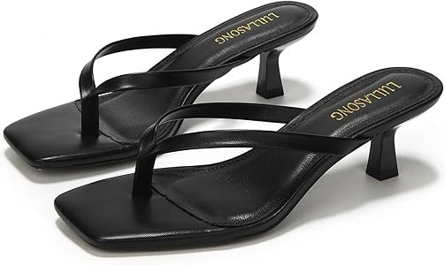 LULLASONG Women's Kitten Heels Sandals Square Open Toe Flip Flop Heels 1.8-2 Inch Heeled Sandals ... | Amazon (US)