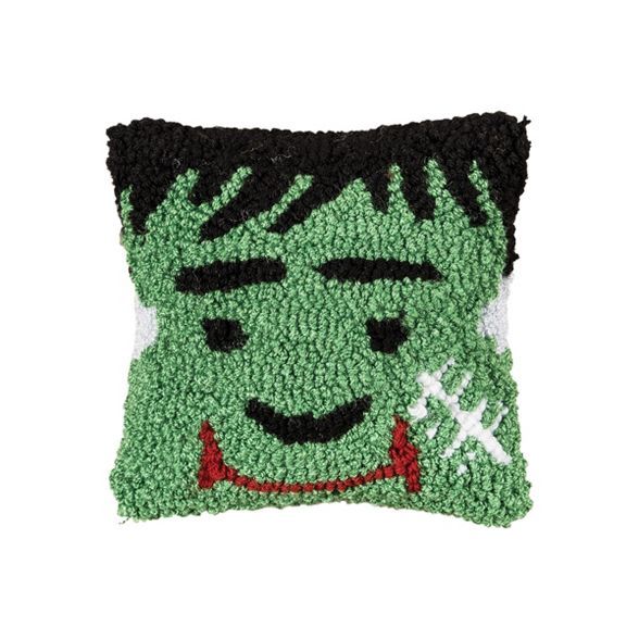 C&F Home 8" x 8" Frankenstein Petite Hooked Halloween Throw Pillow | Target