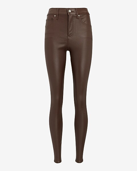 High Waisted Metallic Coated Skinny Jeans | Express