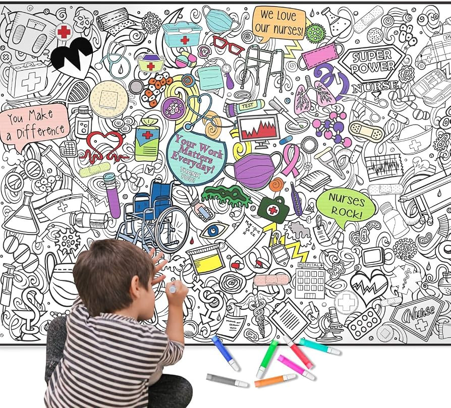 Giant Coloring Poster - Premium Jumbo Coloring Sheets for Kids & Adults with Thick Bleed-Resistan... | Amazon (US)