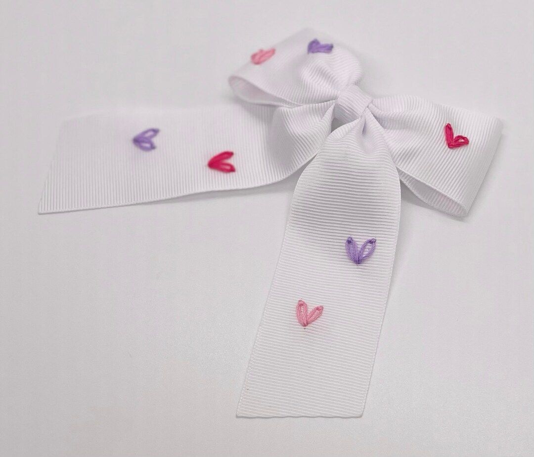The sara Em Hearts Embroidered Bow - Etsy | Etsy (US)