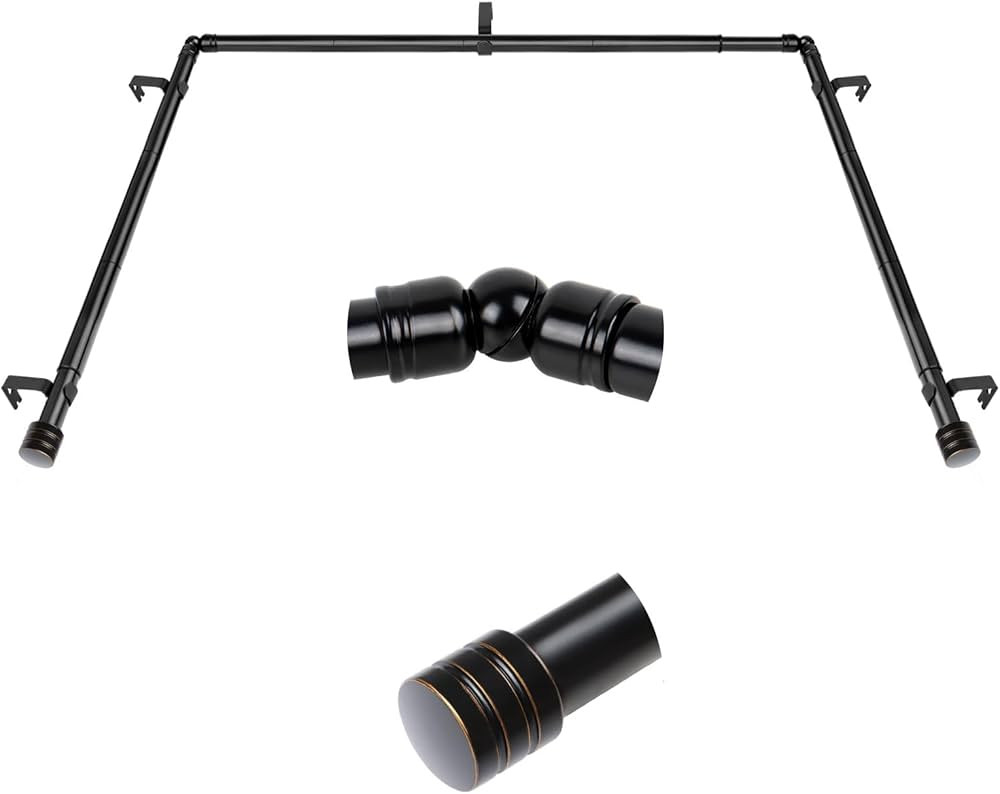 Black Bay Window Curtain Rods, HOTOZON Heavy Duty Curtain Rods for Bay Windows 32-86 Inch(Center ... | Amazon (US)