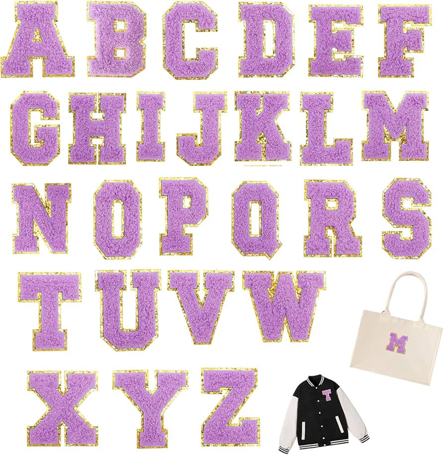 26 Pcs A-Z Chenille Letter Patches 3.2 inches Iron On Letters Patches for Clothing, Fabric Clothi... | Amazon (US)