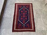 2.9x4.3 Feet Wool On Wool Dark Blue And Red Village Rug Vintage Rug Handmade Carpet Handmade Rug.Cod | Amazon (US)