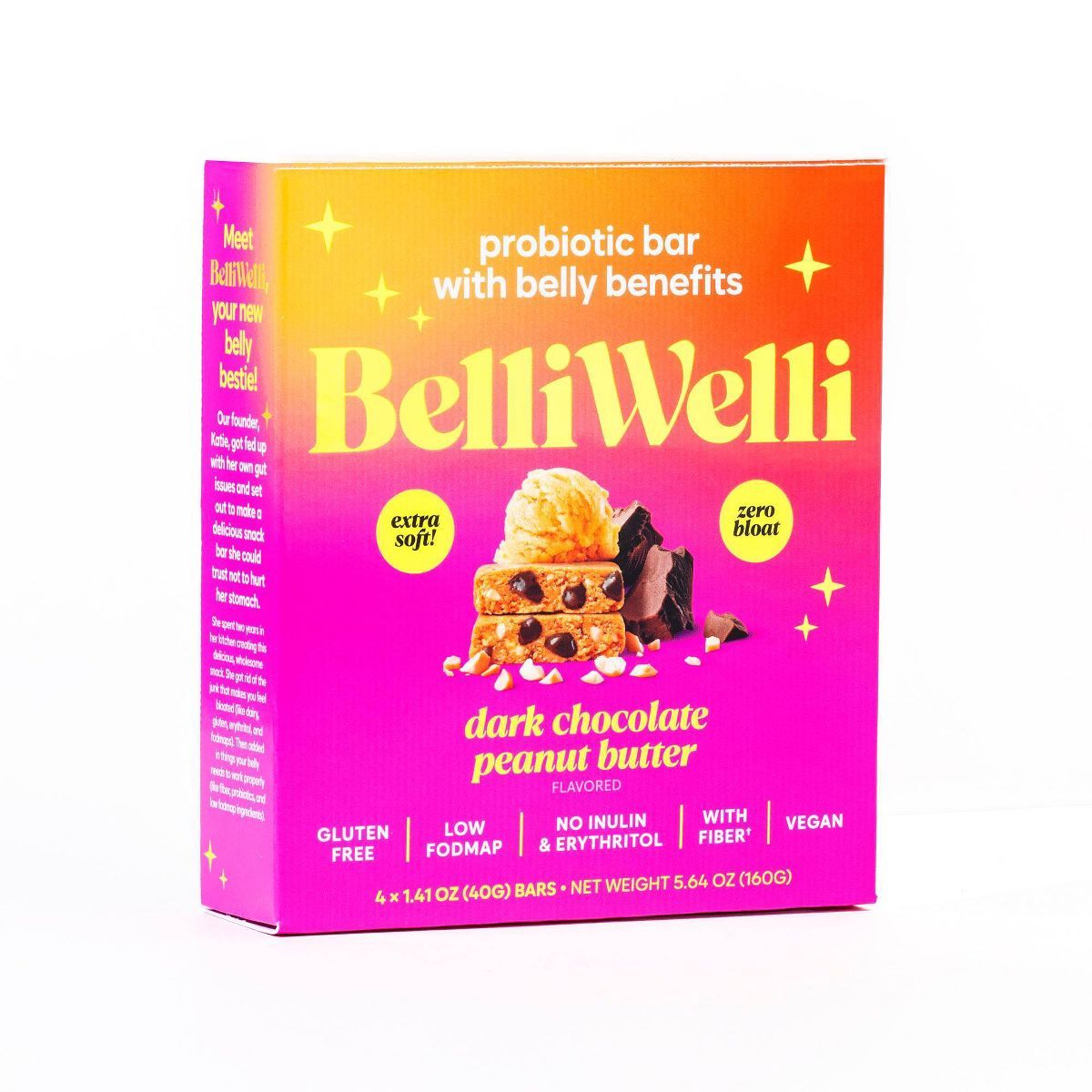 BelliWelli Dark Chocolate Peanut Butter Probiotic Bar - 5.7oz/4ct | Target