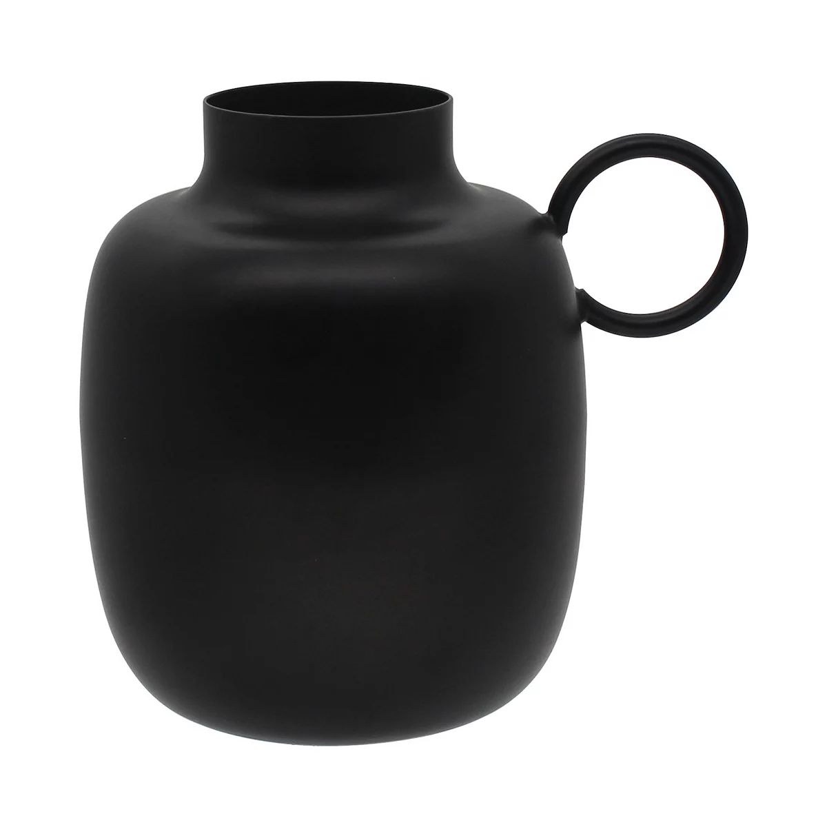 Painted Black Metal Vase with Circular Handle | Kohl's