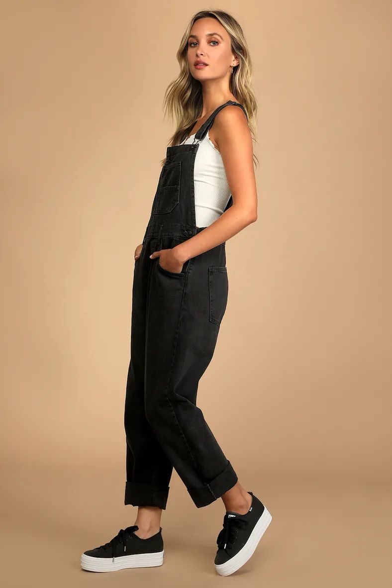 Ziggy Washed Black Denim Overalls | Lulus (US)