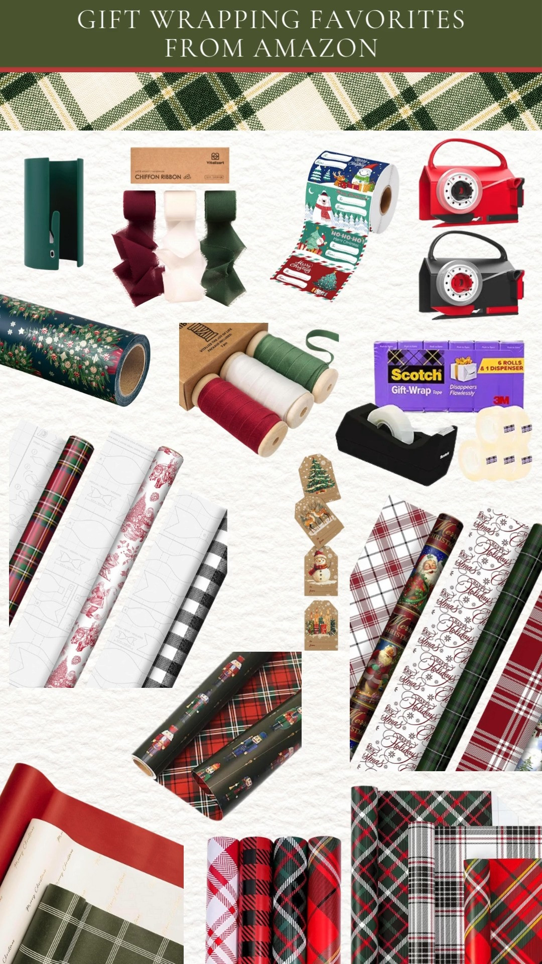 Gift Wrapping Favorites From Amazon 🎁✨
Love making presents unforgettable? With classic Christmas and festive plaid gift wrap, luxe ribbons, cute gift tags, and handy wrapping paper cutters + paper cutters that make it so easy. Add in the best gift stickers and gift tags for that perfect, classic Christmas finish. Stock up on tape, ribbon, and all the festive basics for a cozy, polished holiday look. Everything linked for your classic Christmas wrapping inspo! 🎄✂️🎀📦 

 #LTKHoliday #LTKFindsUnder50