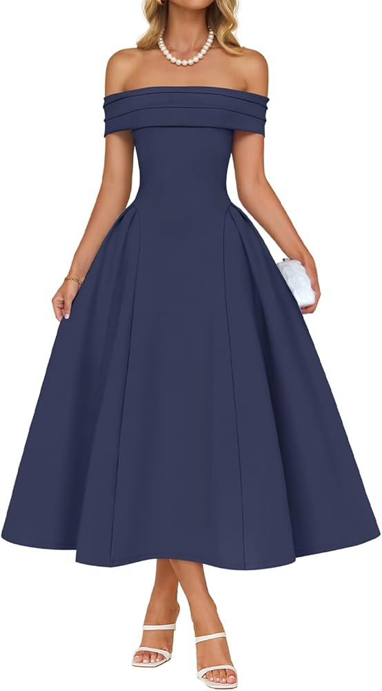 ZESICA Cocktail Dresses for Women's Elegant Off Shoulder Short Sleeve Swing A Line Wedding Evenin... | Amazon (US)