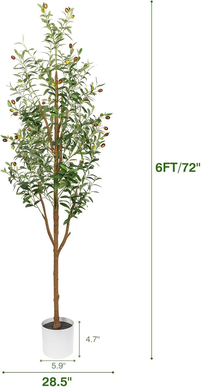 6FT Artificial Olive Tree - Indoor Tall Faux Olive Trees with Planter&Basket, Large Fake Olive Si... | Amazon (US)