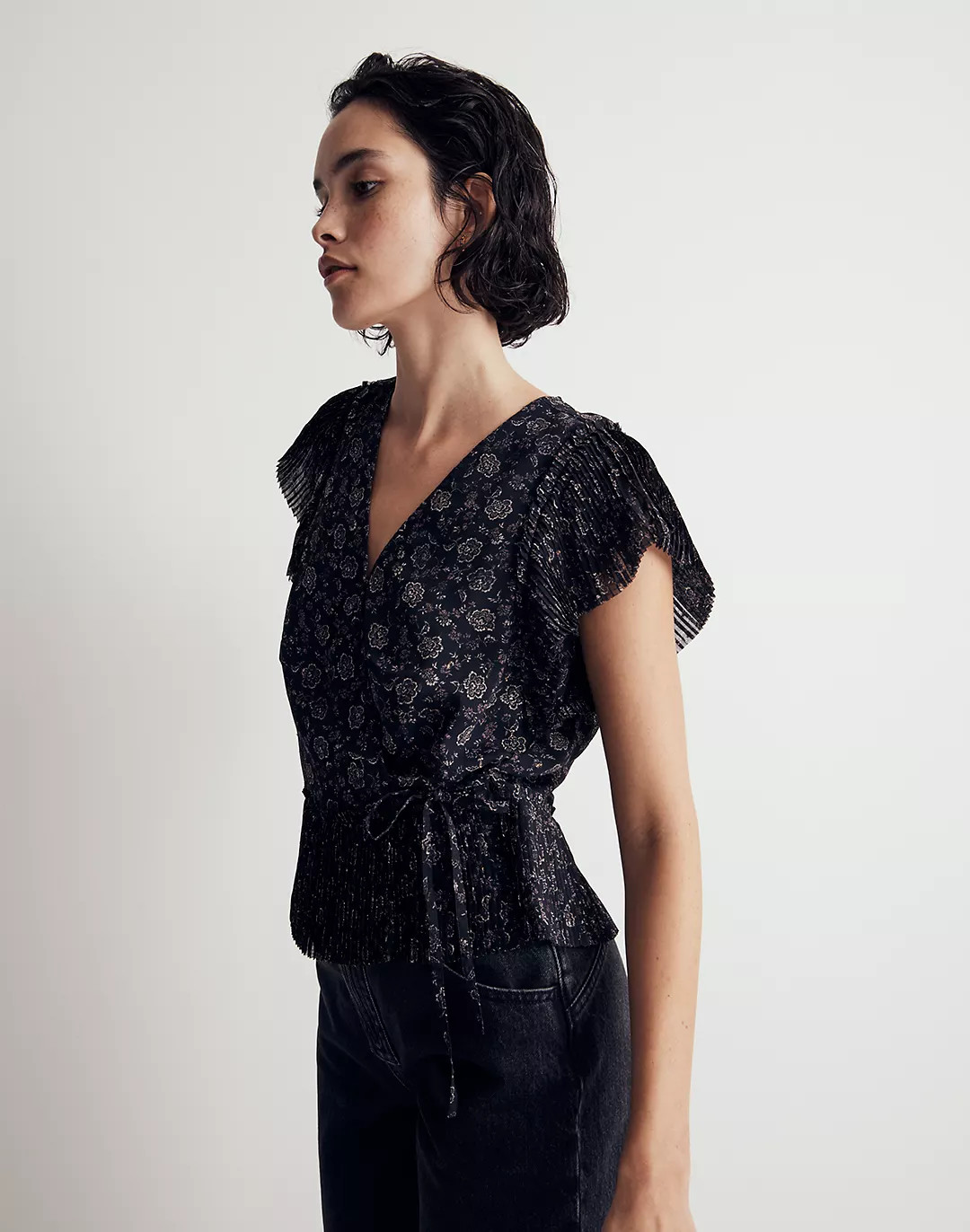 Flutter-Sleeve Wrap Top in Floral | Madewell